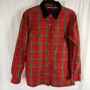 Vtg 90s Basic Editions Holiday Chrismas Button Up Shirt Women's Small Mistletoe